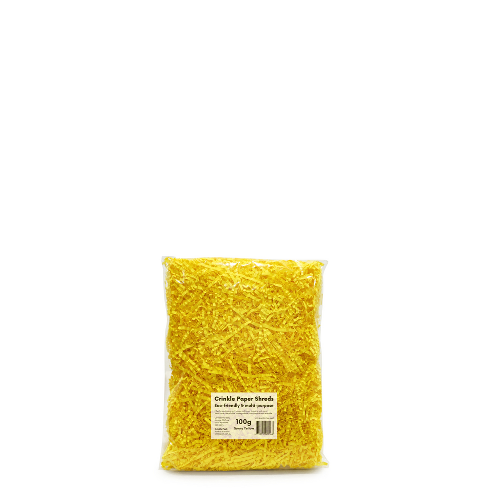 Crinkle Paper Shreds - Sunny Yellow - 100g, 200g, 400g - FREE DELIVERY