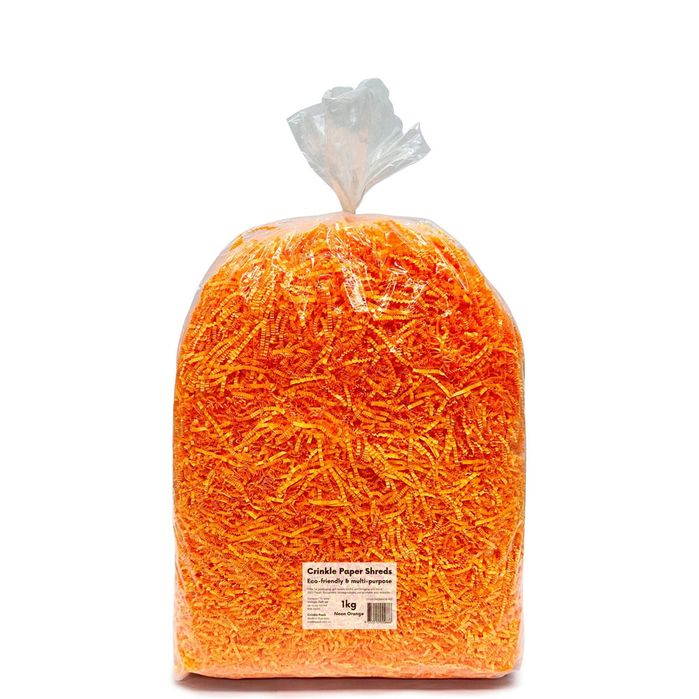 Crinkle Paper Shreds - Neon Orange - 1kg, 2kg - FREE DELIVERY