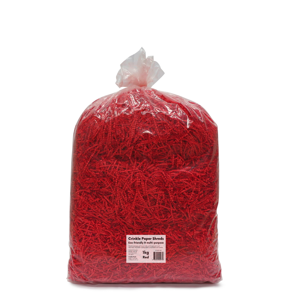 Crinkle Paper Shreds - Red - 1kg